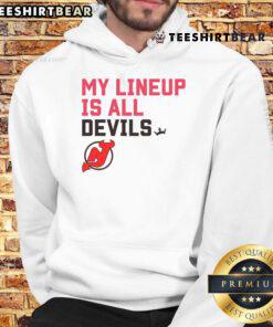 New Jersey Devils My Lineup Hoodie featuring team colors and logo, perfect for fans supporting their favorite NHL team.