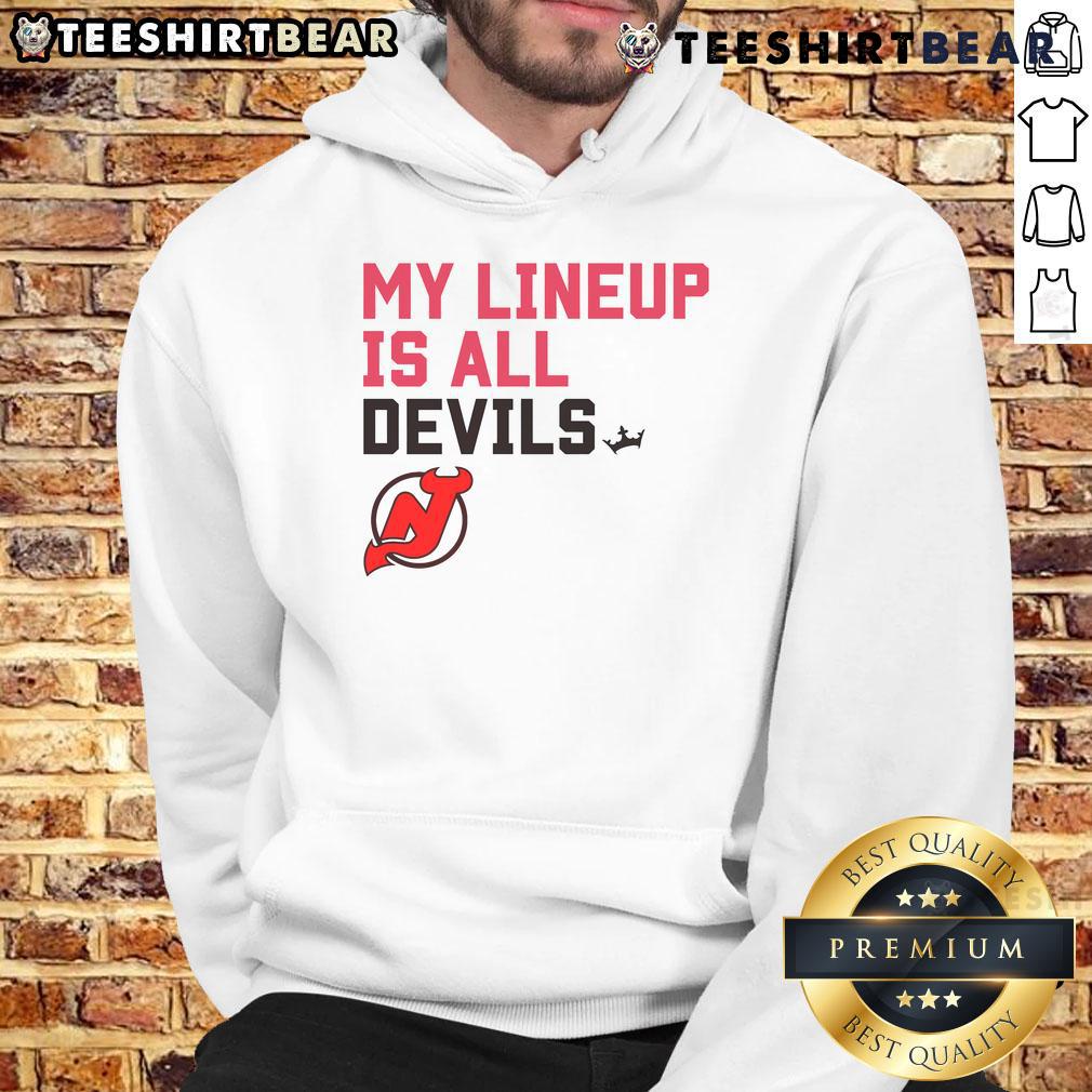 New Jersey Devils My Lineup Hoodie featuring team colors and logo, perfect for fans supporting their favorite NHL team.