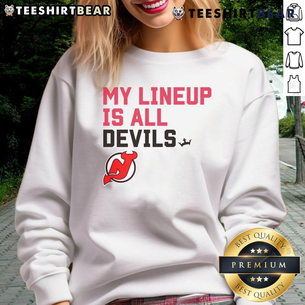 Top New Jersey Devils My Lineup Sweatshirt featuring team logo and stylish design for fans and sports enthusiasts.