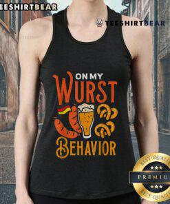 Top-On-My-Wurst-Behavior-Tank-Top featuring playful graphic design, perfect for casual summer outings and fun gatherings.