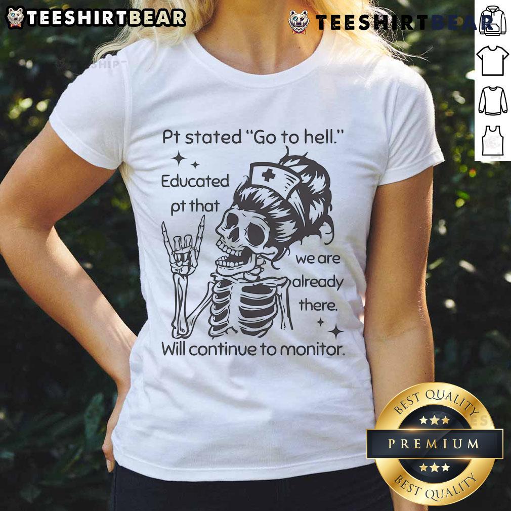 Trendy ladies tee featuring the phrase 'Go to Hell, Educated' for bold statements and style. Perfect for casual wear.