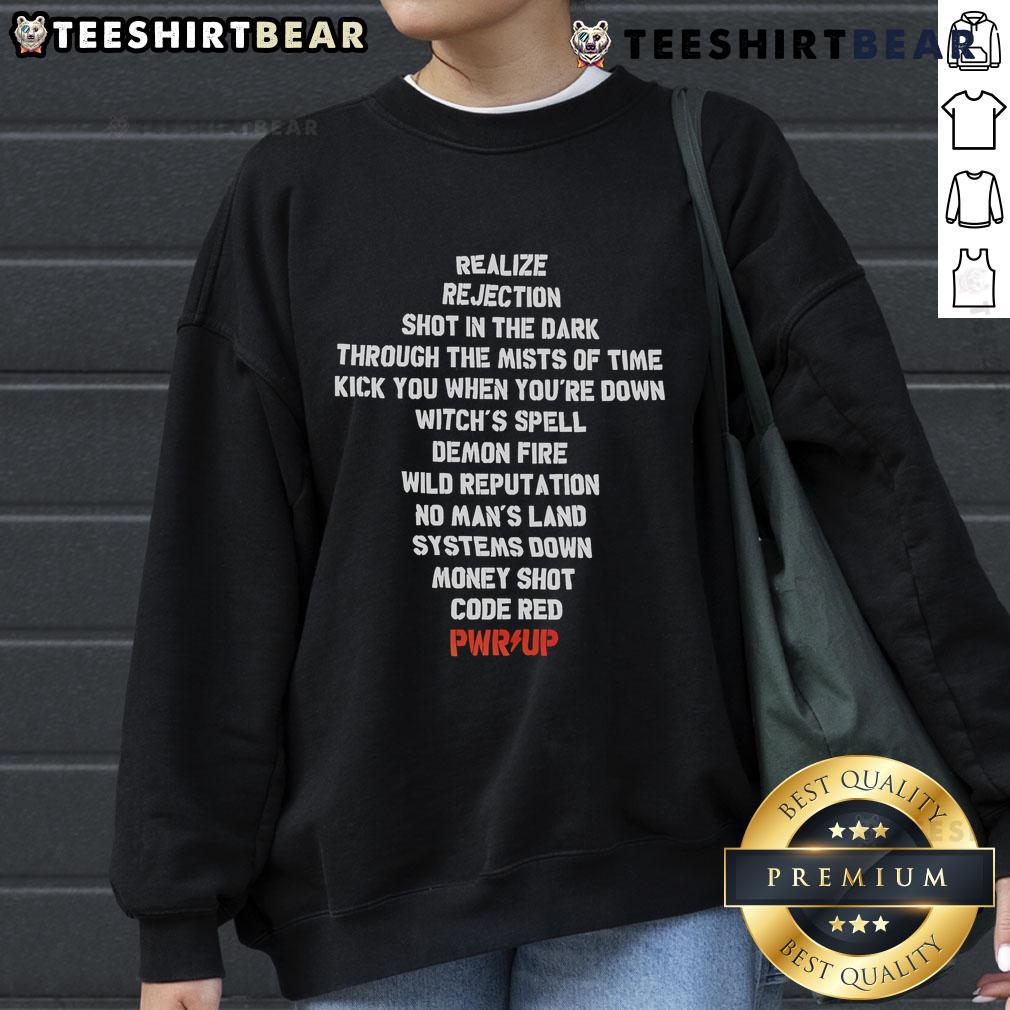Top Realize Rejection Shot In The Dark sweatshirt featuring a unique design, perfect for casual wear and expressing individuality.