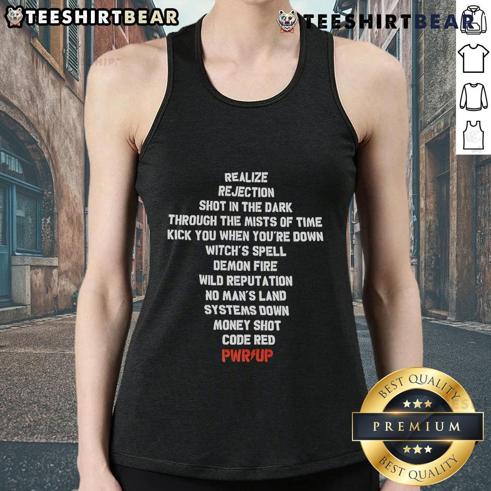 Top Realize Rejection shot in the dark featuring a stylish tank top design, evoking mystery through the mists of time.