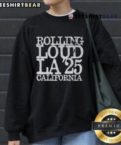 Top Rolling Loud LA 25 California sweatshirt featuring vibrant graphics and a comfortable fit for festival fans.