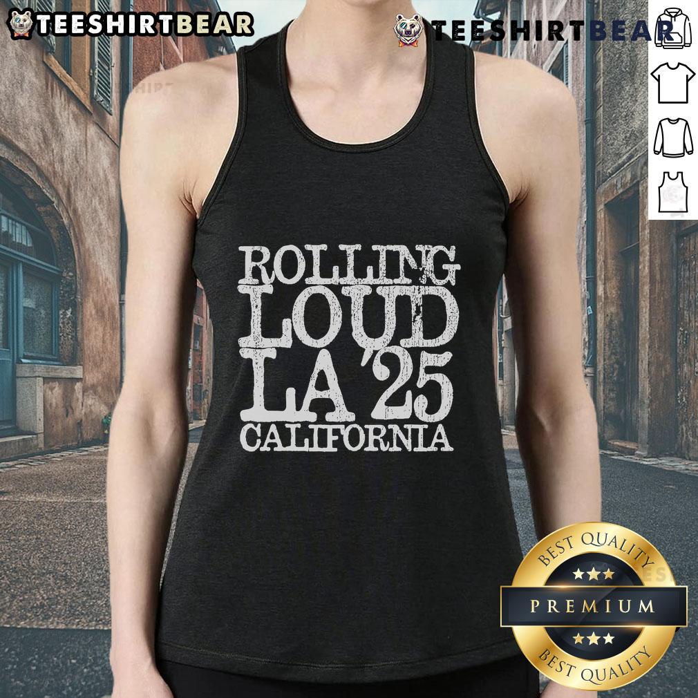 Top Rolling Loud LA 25 California tank top featuring vibrant graphics and a stylish design for festival-goers.