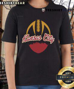 Top silhouette of Kansas City football fan ladies tee showcasing KC pride and style for game day enthusiasts.