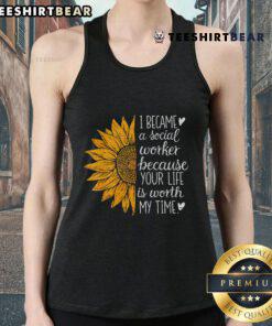 Top Social Worker sunflower tank top celebrating Social Work Month, perfect for dedicated caseworkers and social workers.