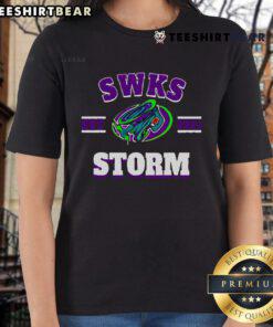 Top Southwest Kansas Storm logo on a stylish ladies tee, perfect for fans of the team and casual wear.