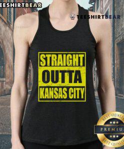 Top Straight Outta Kansas City tank top featuring bold graphics, perfect for casual wear and showcasing local pride.