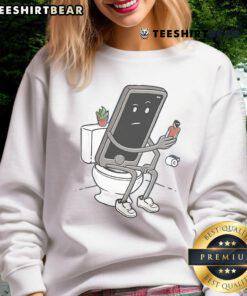 Funny Top Toilet Phone Humour Sweatshirt featuring a quirky design perfect for comedy lovers and casual wear.
