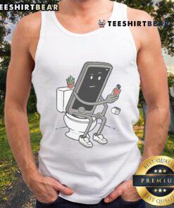 Funny tank top featuring toilet phone humor, perfect for casual wear and a great gift for comedy lovers.