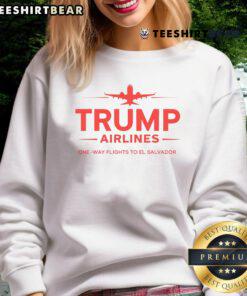Top Trump Airlines one-way flights to El Salvador with a Maga patriotic sweatshirt on display, perfect for travel lovers.
