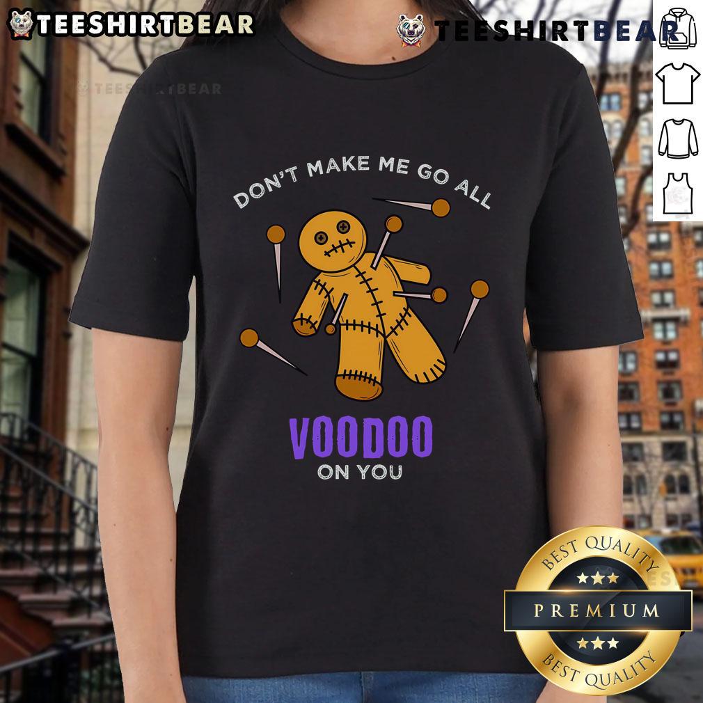 Funny Mardi Gras Voodoo Doll tee for ladies, perfect for Halloween in New Orleans. Sarcastic and stylish for festive fun.