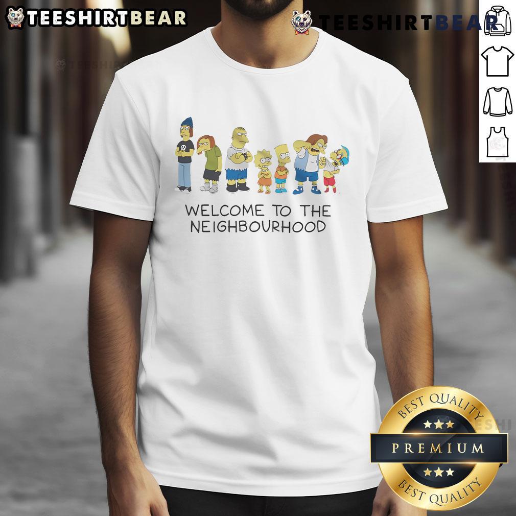 Top Welcome To The Neighbourhood The Simpsons T-Shirt featuring vibrant graphics of iconic characters for fans.