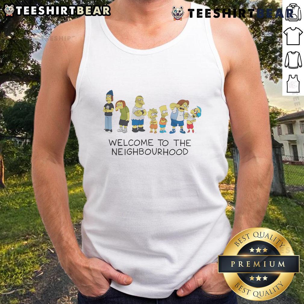 Top Welcome to the Neighbourhood The Simpson Tank Top featuring vibrant colors and iconic cartoon graphics.