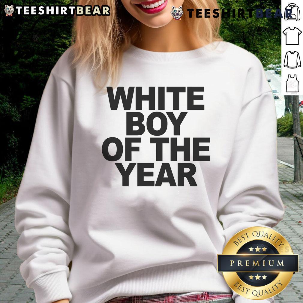 Alt Text: Stylish Top White Boy of the Year sweatshirt in white, perfect for trendy casual wear and street fashion.