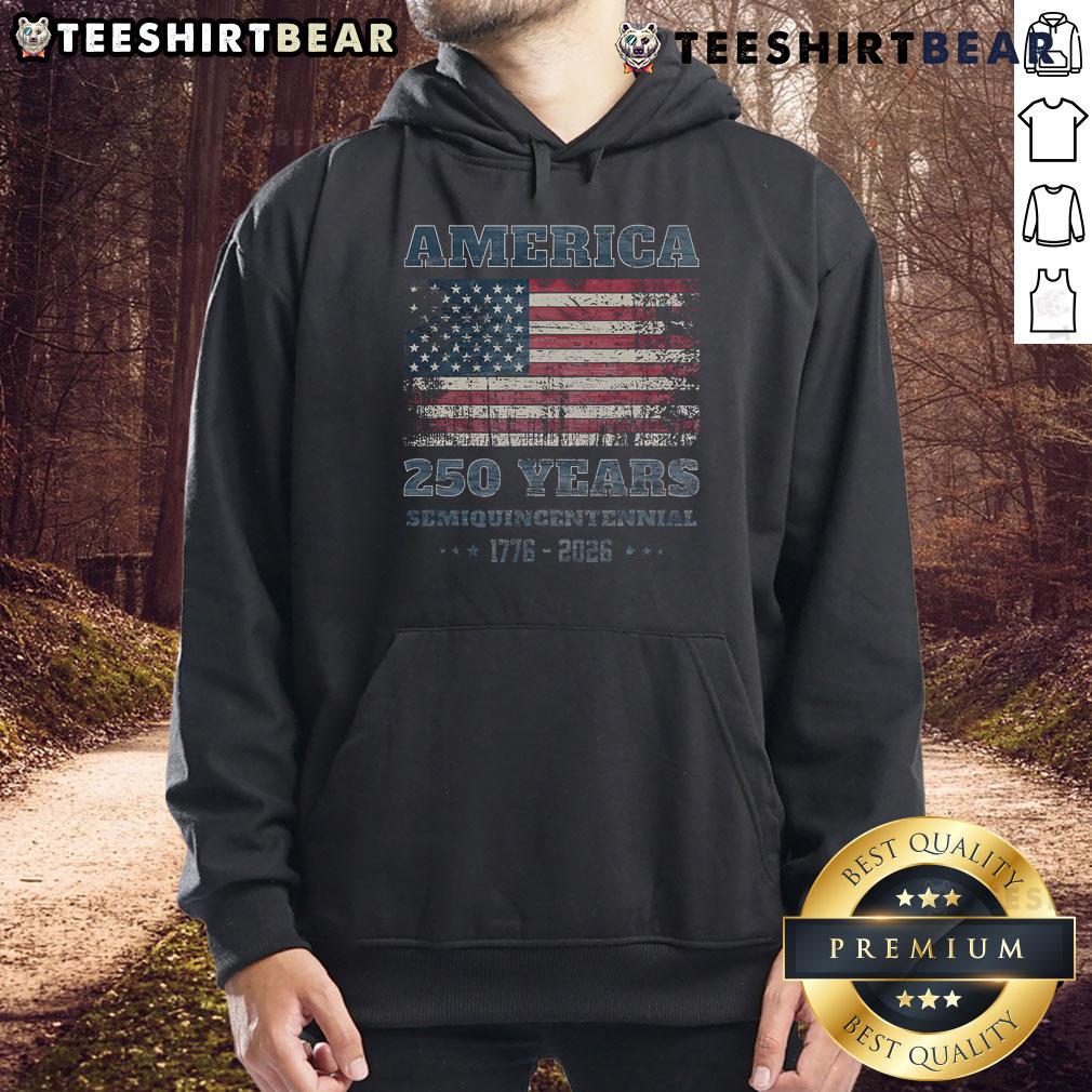 Awesome 250 Years America Anniversary Grunge Flag USA Hoodie featuring a vintage design, perfect for patriotic celebrations.
