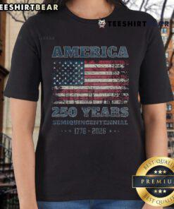 Awesome 250 Years America Anniversary Grunge Flag USA Ladies Tee featuring a vintage flag design and stylish fit.