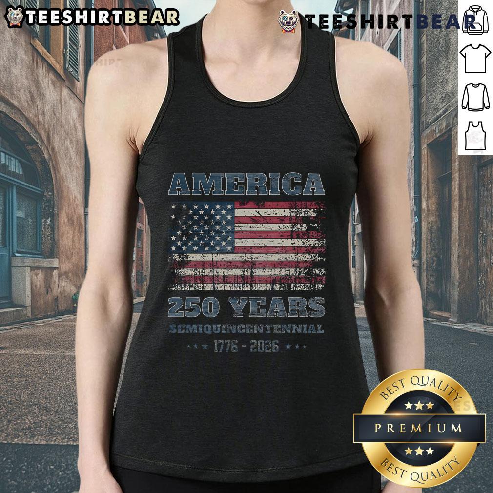 Awesome 250 Years America Anniversary Grunge Flag USA Tank Top showcasing patriotic design for summer celebrations.