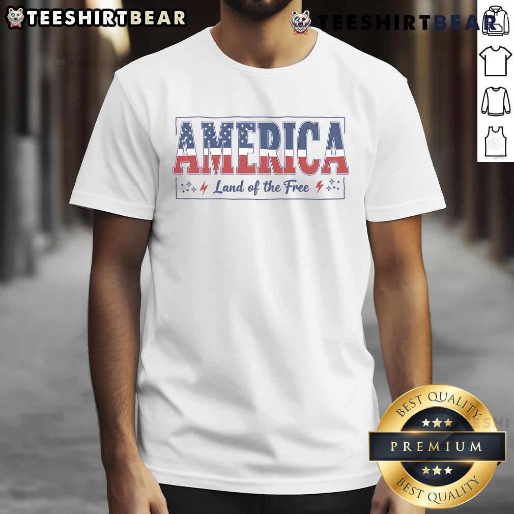 Awesome America Land Of The Free 4th Of July T-Shirt featuring patriotic design and vibrant colors for Independence Day.