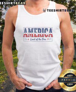 Awesome America Land of the Free 4th of July tank top design featuring patriotic colors and festive graphics.