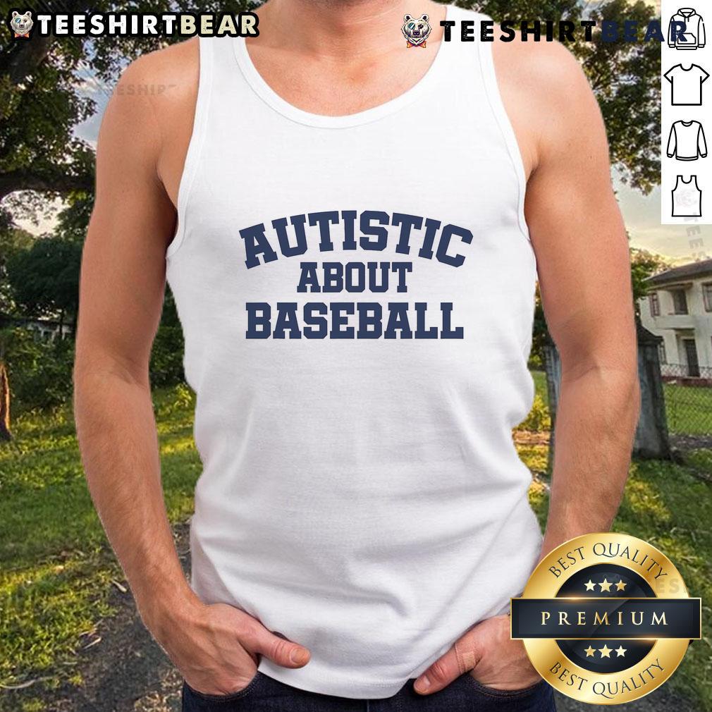 Awesome Autistic About Baseball tank top featuring vibrant colors and a playful design, perfect for baseball enthusiasts.