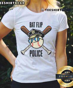 Awesome Bat Flip Police Ladies Tee featuring a stylish design for baseball fans and police supporters.