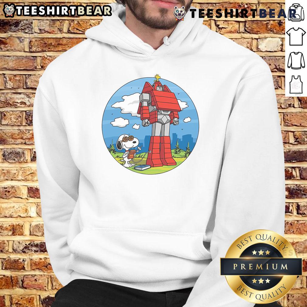 Awesome Beagletron 5000 hoodie featuring Snoopy and Woodstock design, perfect for Peanuts fans and cozy casual wear.