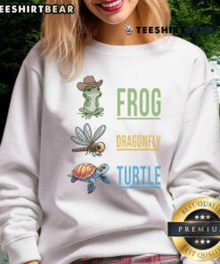 Awesome Frog Dragonfly Turtle Sweatshirt featuring vibrant wildlife design, perfect for nature lovers and cozy outings.