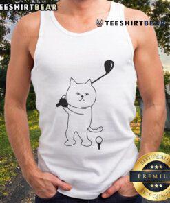 Adorable cat dad wearing a cute golf tank top, perfect for golf lovers and feline enthusiasts alike.