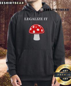 Cute Legalize It red mushrooms hoodie featuring vibrant mushroom graphics, perfect for casual wear and nature lovers.