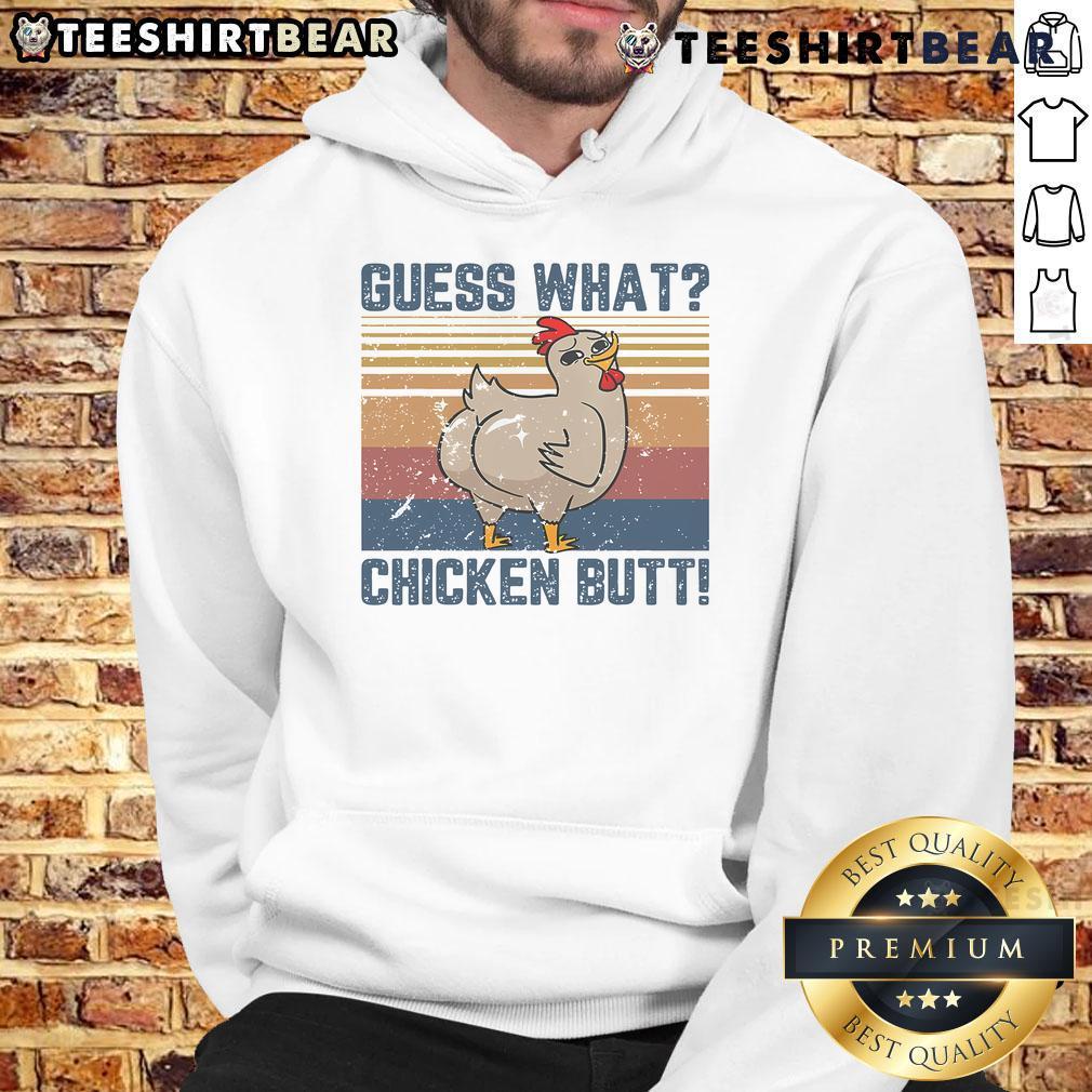 Funny Animal Guess What Chicken Butt Hoodie featuring a playful chicken graphic, perfect for animal lovers and humor fans.