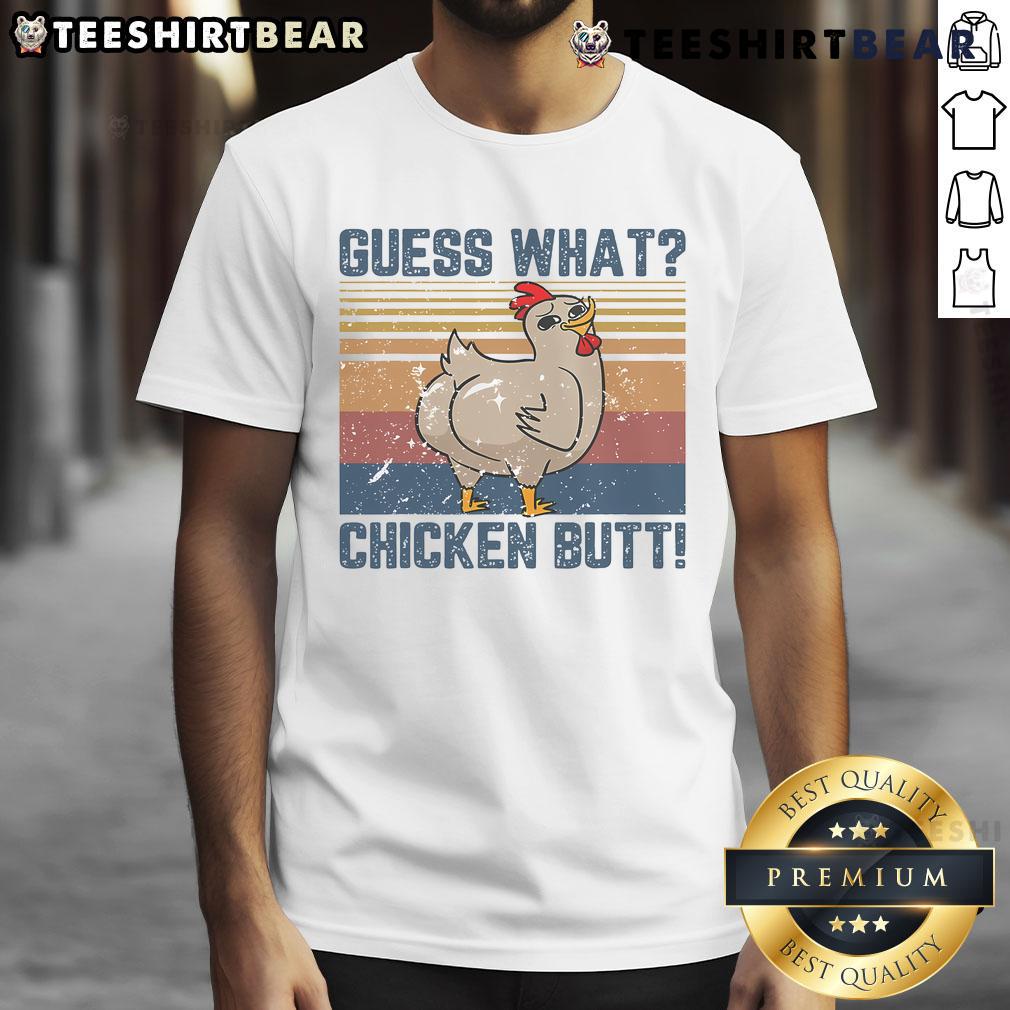 Funny Animal Guess What Chicken Butt T-Shirt featuring a humorous chicken graphic, perfect for animal lovers and fun apparel.