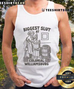 Funny tank top featuring 'Biggest Slut at Colonial Williamsburg' design, perfect for playful summer outings.