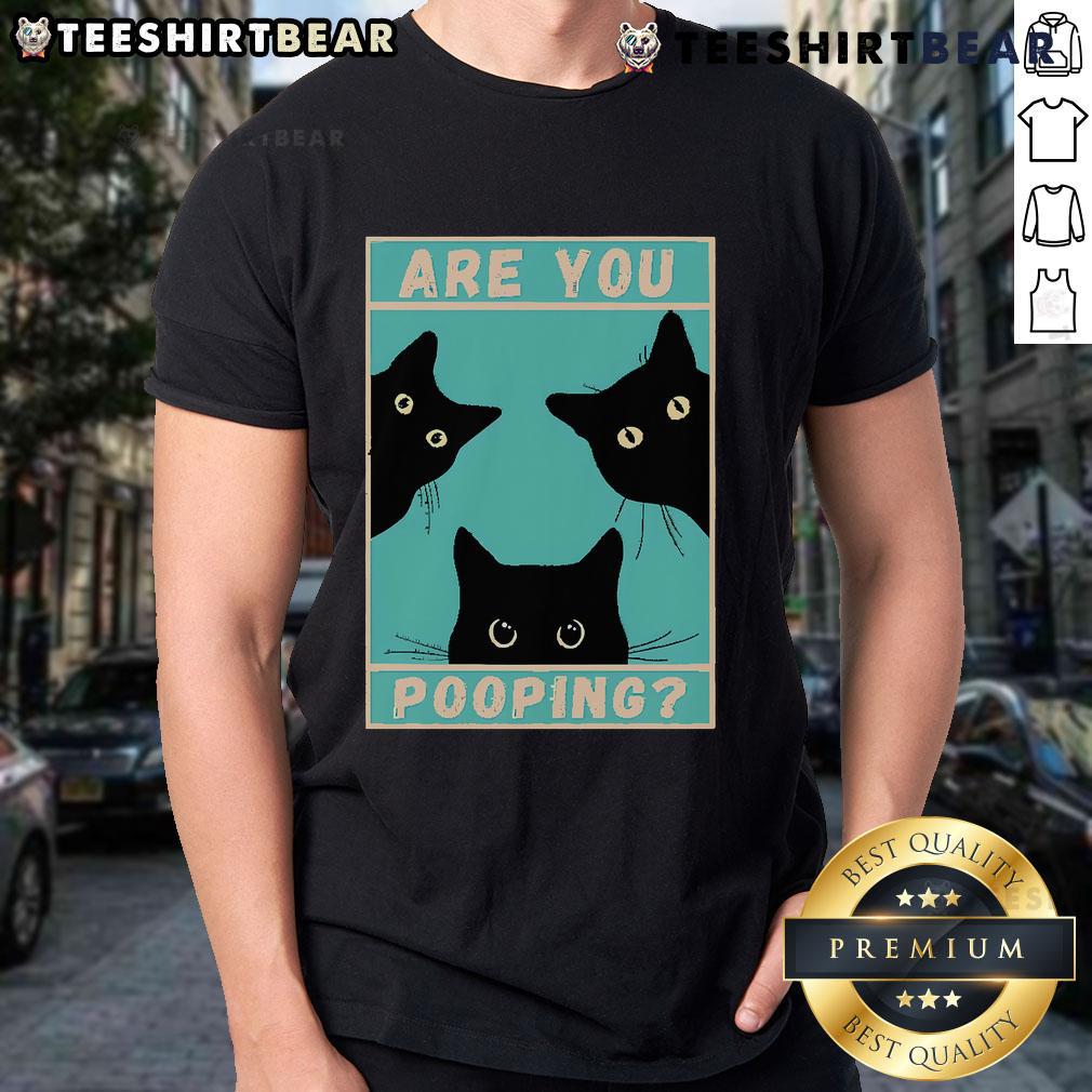 Funny Cat Are You Pooping T-Shirt featuring a playful cat graphic, perfect for cat lovers and humor enthusiasts.