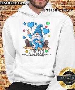 Funny gnome design on an autism awareness hoodie, promoting acceptance and inclusivity with vibrant colors and playful graphics.