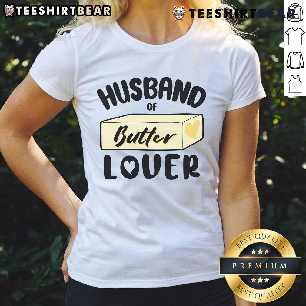 Funny husband in a butter lover graphic tee, showcasing humor and style for butter enthusiasts. Perfect for casual wear.