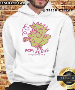 Funny mom jeans with honey TV and MJ 420 Bart smoking hoodie for a trendy, casual look. Perfect for relaxed outings.