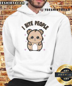 Adorable Funny Mouse I Bite People hoodie featuring a cute mouse graphic, perfect for animal lovers and quirky fashion.
