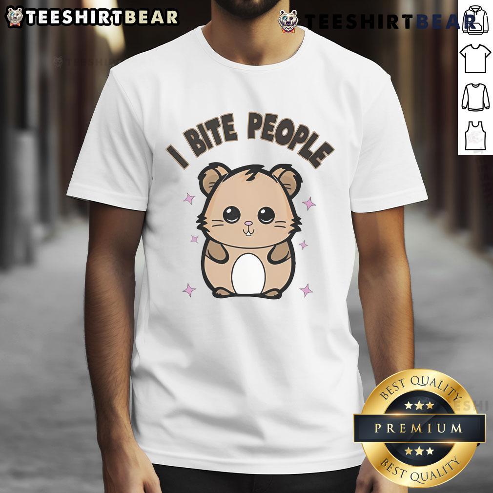 Alt Text: Cute 'Funny Mouse I Bite People' T-Shirt featuring an adorable cartoon mouse design, perfect for animal lovers.