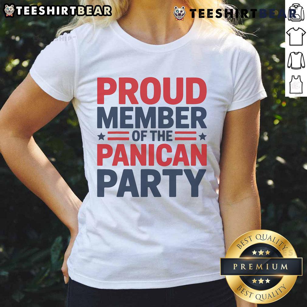 Funny proud member of the Panican Party womens tee featuring humorous graphics for ladies who love politics.