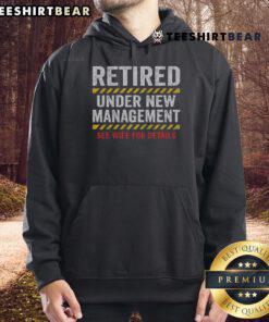 Alt Text: Funny retired husband in a humorous retirement hoodie at his retirement party, celebrating a new chapter in life.