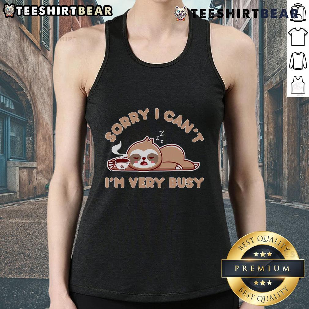 Funny sloth design on a tank top for sloth lovers, showcasing lazy nap humor and cute sloth graphics.