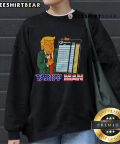 Funny Trump Tariff Man Tour sweatshirt featuring a humorous graphic, perfect for political satire fans.