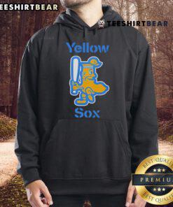 Funny yellow sock hoodie with playful graphic design, perfect for cozy, humorous fashion and casual wear.