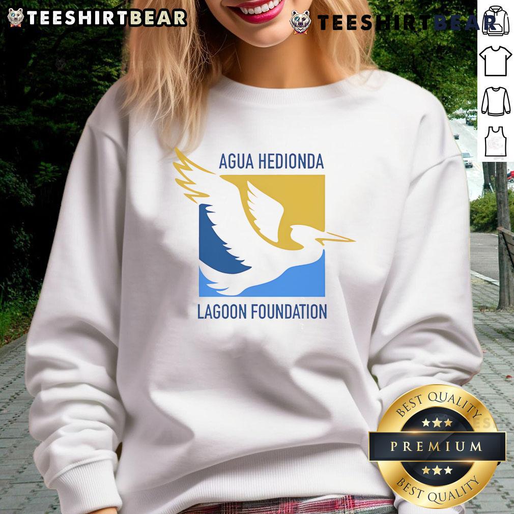 Good Agua Hedionda Lagoon Foundation logo sweatshirt showcasing eco-friendly design and nature conservation spirit.