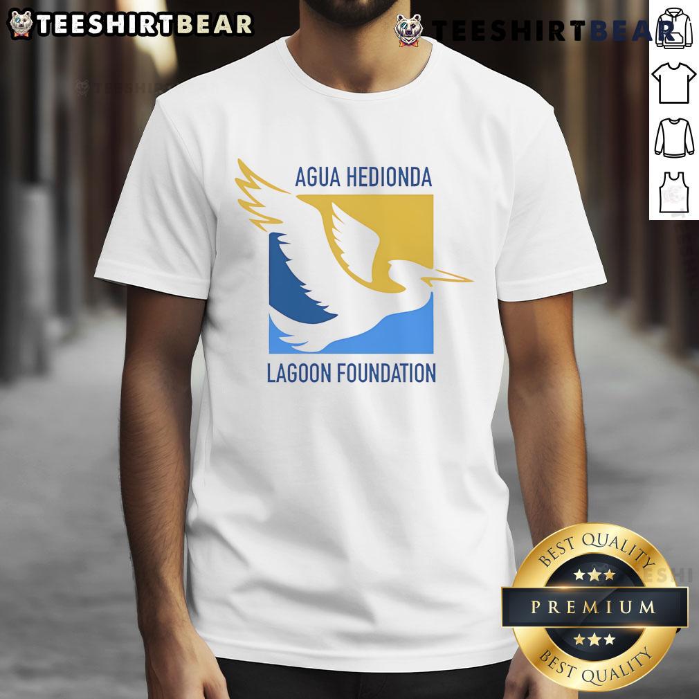 Alt Text: Good Agua Hedionda Lagoon Foundation logo T-shirt featuring a vibrant design promoting environmental conservation.