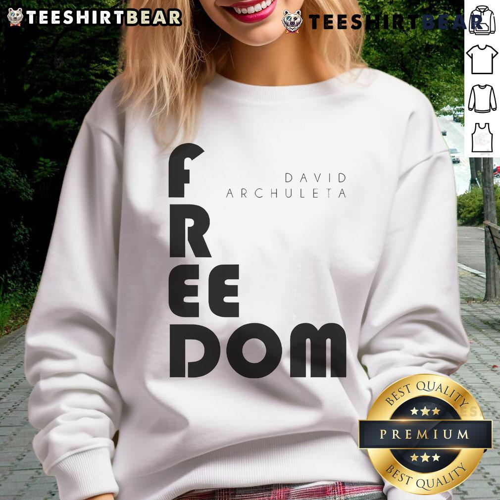 David Archuleta wearing a stylish Freedom Block sweatshirt, showcasing a trendy and comfortable look.