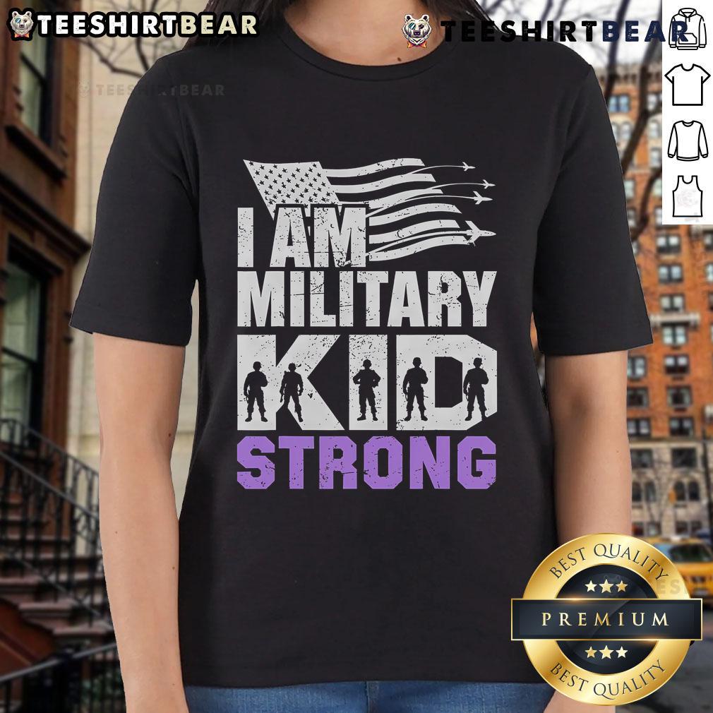 Good I Am Military Strong Purple Tee for Military Child Month - Stylish ladies' shirt celebrating military kids.