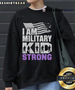 Good I Am Military Strong Purple Sweatshirt for Military Child Month, featuring a bold design celebrating military families.
